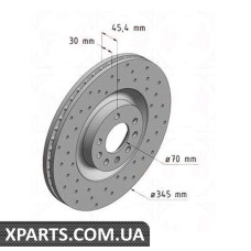 Тормозной диск 345x30  ZIMMERMANN 430262052 (аналог OPEL 569154 для  OPEL, Chevrolet, GM VECTRA C 28V6 TURBO OPC)