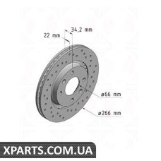 Тормозной диск 266x22  ZIMMERMANN 440310552 (аналог PEUGEOT 424983 для  PEUGEOT 206, Partner, 307, 1007, 207, 208, 301 седан)