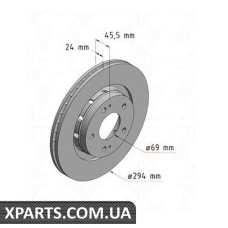 Тормозной диск передний 294x24  ZIMMERMANN 440312220 (аналог MITSUBISHI 4615A006 для  MITSUBISHI Outlander/Ou)