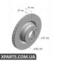 Диск гальмівний 360x30 ZIMMERMANN 450520420 (аналог LAND ROVER SDB500191 для RANGE ROVER)