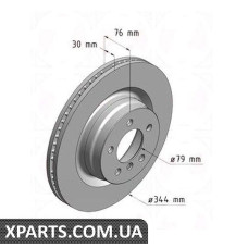 Диск гальмівний 344x30 ZIMMERMANN 450520520 (аналог LAND ROVER SDB500181 для RANGE ROVER)