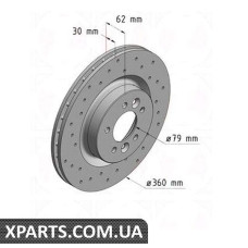 Тормозной диск 360x30  ZIMMERMANN 450521352 (аналог LAND ROVER LR038934 для  RANGE ROVER SPORT)