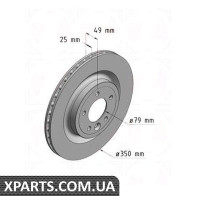 Тормозной диск 350x25  ZIMMERMANN 450521420 (аналог LAND ROVER LR033302 для  RANGE ROVER SPORT)