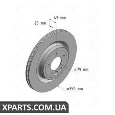 Тормозной диск 350x25  ZIMMERMANN 450521420 (аналог LAND ROVER LR033302 для  RANGE ROVER SPORT)