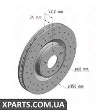 Тормозной диск 350x34  ZIMMERMANN 460155252 (аналог PORSCHE 95B615301 для  PORSCHE MACAN)