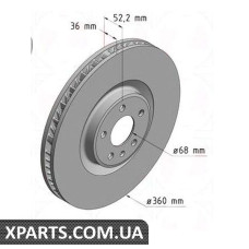 Гальмівний диск 360x36 ZIMMERMANN 460155420 (аналог PORSCHE 95B615301E для PORSCHE MACAN)