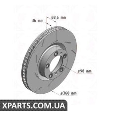 Гальмівний диск 360x36 ZIMMERMANN 460158020 (аналог PORSCHE 97035140300)