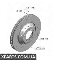 Гальмівний диск 390x38 ZIMMERMANN 460158475 (аналог PORSCHE 97035140500 для PORSCHE PANAMERA 09-LP)