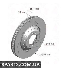 Гальмівний диск 390x38 ZIMMERMANN 460158575 (аналог PORSCHE 97035140600 для PORSCHE PANAMERA 09-PP)