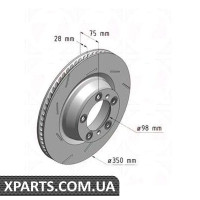 Задній гальмівний диск 350x28 ZIMMERMANN 460158620 (аналог PORSCHE 97035240500 для PORSCHE Panamera 48)
