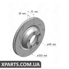 Задній гальмівний диск 350x28 ZIMMERMANN 460158620 (аналог PORSCHE 97035240500 для PORSCHE Panamera 48)