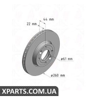 Гальмівний диск Coat Z 259,6x22 ZIMMERMANN 470241620 (аналог NISSAN 40206AX600)