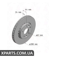 Диск гальмівний 280x24 ZIMMERMANN 470243720 (аналог MERCEDES BENZ 4154200001 для RENAULT KANGOO)