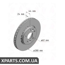 Тормозной диск 280x24  ZIMMERMANN 470243720 (аналог MERCEDES BENZ 4154200001 для  RENAULT KANGOO)