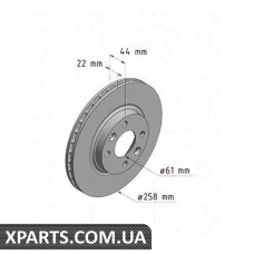 Гальмівний диск 258x22 ZIMMERMANN 470540320 (аналог RENAULT 402062212R для RENAULT CLIO)