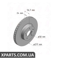 Гальмівний диск 277x24 ZIMMERMANN 530245720 (аналог SUBARU 26310AA120 для SUBARU FORESTER 97-05)
