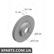 Тормозной диск 277x24  ZIMMERMANN 530245720 (аналог SUBARU 26310AA120 для  SUBARU FORESTER 97-05)