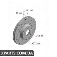 Гальмівний диск передній 277x24 ZIMMERMANN 530245752 (аналог SUBARU 26310AA120 для SUBARU Legacy 2)
