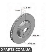 Гальмівний диск 316x30 ZIMMERMANN 530246420 (аналог SUBARU 26300AG000 для SUBARU LEGACY)