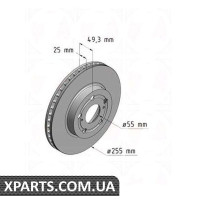 Гальмівний диск 255x25 ZIMMERMANN 590256120 (аналог TOYOTA 4351220470)