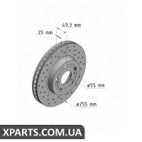 Гальмівний диск 255x25 ZIMMERMANN 590256152 (аналог TOYOTA 4351220470)