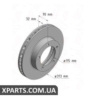 Гальмівний диск 313x32 ZIMMERMANN 590257320 (аналог TOYOTA 4351260130 для TOYOTA, LEXUS LAND CRUISER 100 98-08)