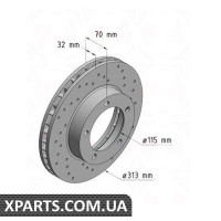 Гальмівний диск 313x32 ZIMMERMANN 590257352 (аналог TOYOTA 4351260130 для TOYOTA, LEXUS LAND CRUISER 100 98-08)