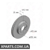 Диск гальмівний 255x25 ZIMMERMANN 590257520 (аналог TOYOTA 4351202070 для TOYOTA, LEXUS COROLLA)