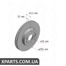 Тормозной диск 255x25  ZIMMERMANN 590257520 (аналог TOYOTA 4351202070 для  TOYOTA, LEXUS COROLLA)