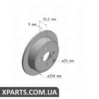 Диск гальмівний 258x9 ZIMMERMANN 590257720 (аналог TOYOTA 4243102070 для TOYOTA, LEXUS COROLLA)