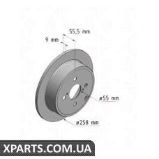 Диск гальмівний 258x9 ZIMMERMANN 590257720 (аналог TOYOTA 4243102070 для TOYOTA, LEXUS COROLLA)