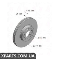 Диск гальмівний 277x26 ZIMMERMANN 590258320 (аналог TOYOTA 4351205040 для TOYOTA, LEXUS AVENSIS)