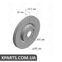 Диск гальмівний 295x26 ZIMMERMANN 590258420 (аналог TOYOTA 4351205050 для TOYOTA, LEXUS AVENSIS)