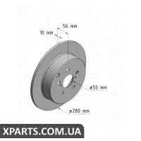 Диск гальмівний 280x10 ZIMMERMANN 590258520 (аналог TOYOTA 4243105030 для TOYOTA, LEXUS AVENSIS)