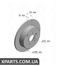 Тормозной диск 280x10  ZIMMERMANN 590258520 (аналог TOYOTA 4243105030 для  TOYOTA, LEXUS AVENSIS)