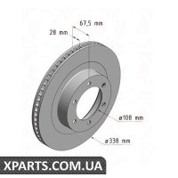 Гальмівний диск передній 338x28 ZIMMERMANN 590258620 (аналог TOYOTA 4351260150 для TOYOTA, LEXUS Land Cruiser 120 Prado)