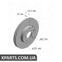 Гальмівний диск 275x25 ZIMMERMANN 590258920 (аналог TOYOTA 4351242030 для TOYOTA, LEXUS RAV4 II 00-05)