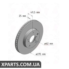 Тормозной диск 275x25  ZIMMERMANN 590258920 (аналог TOYOTA 4351242030 для  TOYOTA, LEXUS RAV4 II 00-05)