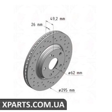 Тормозной диск 295x26  ZIMMERMANN 590259752 (аналог TOYOTA 435120F030 для  TOYOTA, LEXUS AVENSIS)