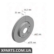 Гальмівний диск 275x25 ZIMMERMANN 590280020 (аналог TOYOTA 4351242040 для TOYOTA, LEXUS RAV 4)