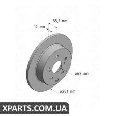 Гальмівний диск 281x12 ZIMMERMANN 590280120 (аналог TOYOTA 4243142060)