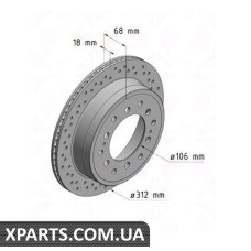 Гальмівний диск 312x18 ZIMMERMANN 590280752 (аналог TOYOTA 4243160200 для TOYOTA, LEXUS LAND CRUISER 96-)