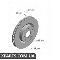 Диск гальмівний 296x28 ZIMMERMANN 590281020 (аналог TOYOTA 4351206150 для TOYOTA, LEXUS RAV 4)