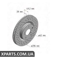 Диск гальмівний 296x28 ZIMMERMANN 590281052 (аналог TOYOTA 4351206150 для TOYOTA, LEXUS RAV 4)