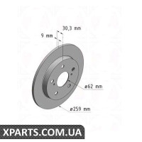 Гальмівний диск Zimmermann 590281120 (аналог TOYOTA 4243102190 для TOYOTA, LEXUS AURIS)