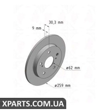 Гальмівний диск Zimmermann 590281120 (аналог TOYOTA 4243102190 для TOYOTA, LEXUS AURIS)