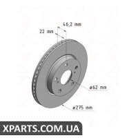 Гальмівний диск передній 275x22 ZIMMERMANN 590281420 (аналог TOYOTA 4351212670 для TOYOTA, LEXUS Corolla NRE18)