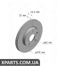 Гальмівний диск передній 275x22 ZIMMERMANN 590281420 (аналог TOYOTA 4351212670 для TOYOTA, LEXUS Corolla NRE18)