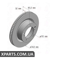 Гальмівний диск передній 340x32 ZIMMERMANN 590281620 (аналог TOYOTA 4351260180 для TOYOTA, LEXUS LX570/Toyota Land Cru)