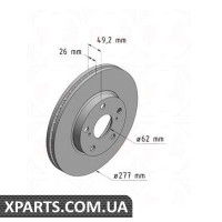 Гальмівний диск передній 277x26 ZIMMERMANN 590281820 (аналог TOYOTA 4351202330 для TOYOTA, LEXUS Auris Corolla 12-)
